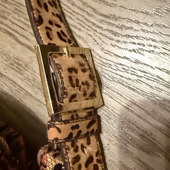 Repurposed Kelly Dempsey Leopard Print fanny pack belt bag with Gold Accents